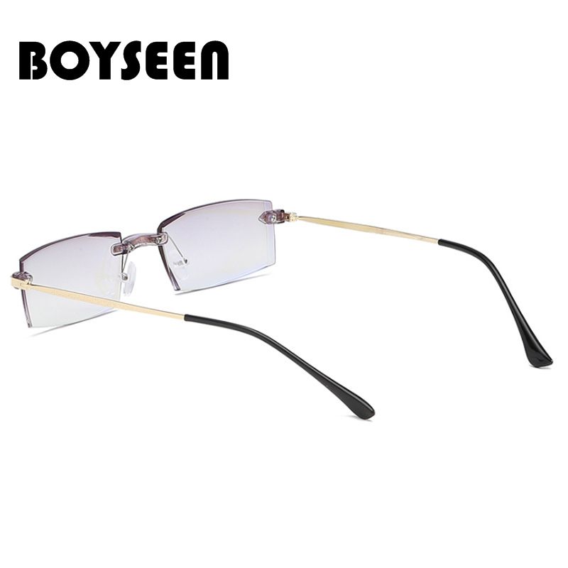 BOYSEEN New Frameless Diamond Cut Edge Myopia Anti-blue Light Blue Film Integrated Men's Glasses 506