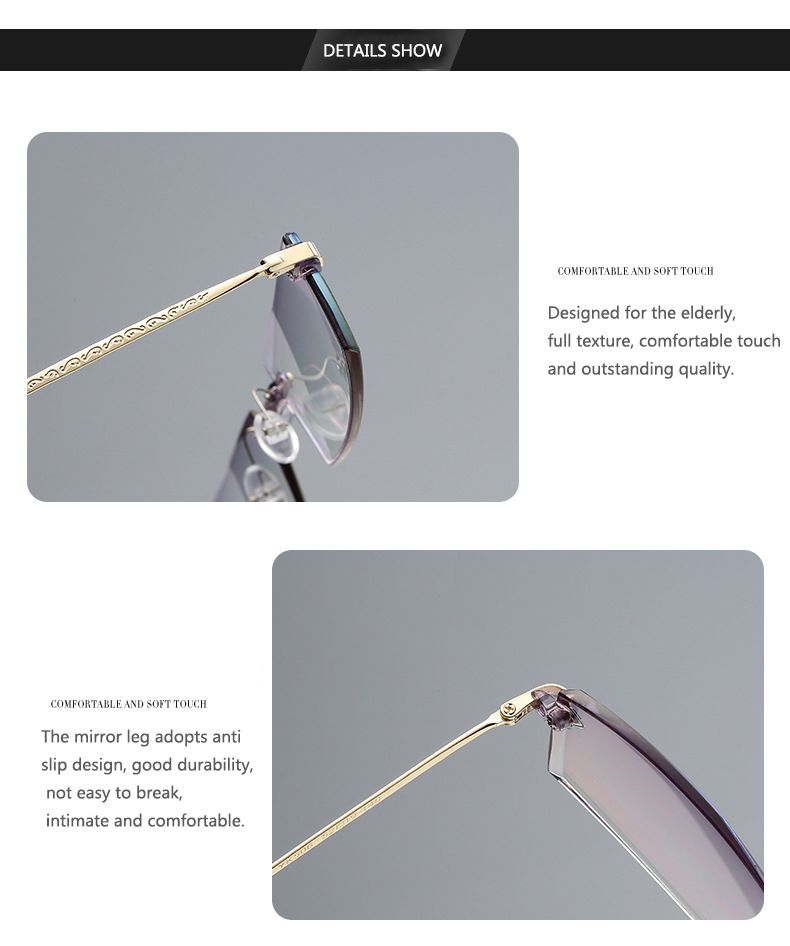 BOYSEEN New Frameless Diamond Cut Edge Myopia Anti-blue Light Blue Film Integrated Men's Glasses 506