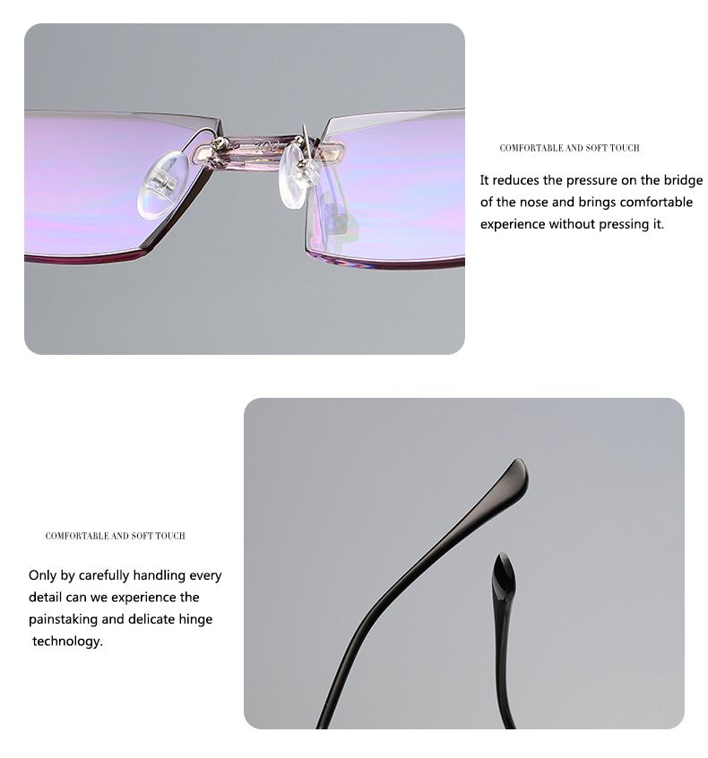 BOYSEEN New Frameless Diamond Cut Edge Myopia Anti-blue Light Blue Film Integrated Men's Glasses 506