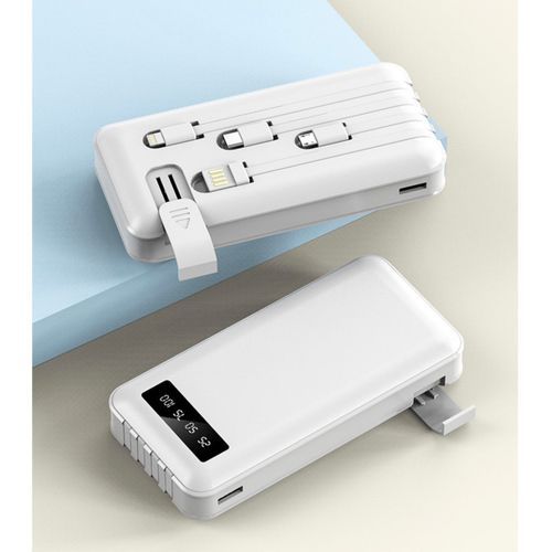 Large Capacity Multifunctional Power Bank With LED Digital Display, In-built Cables - 10,000 PowerBank