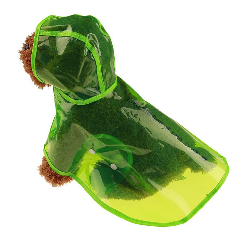 Pet Raincoat Hooded Reusable Plastic Puppy Raincoat-Green