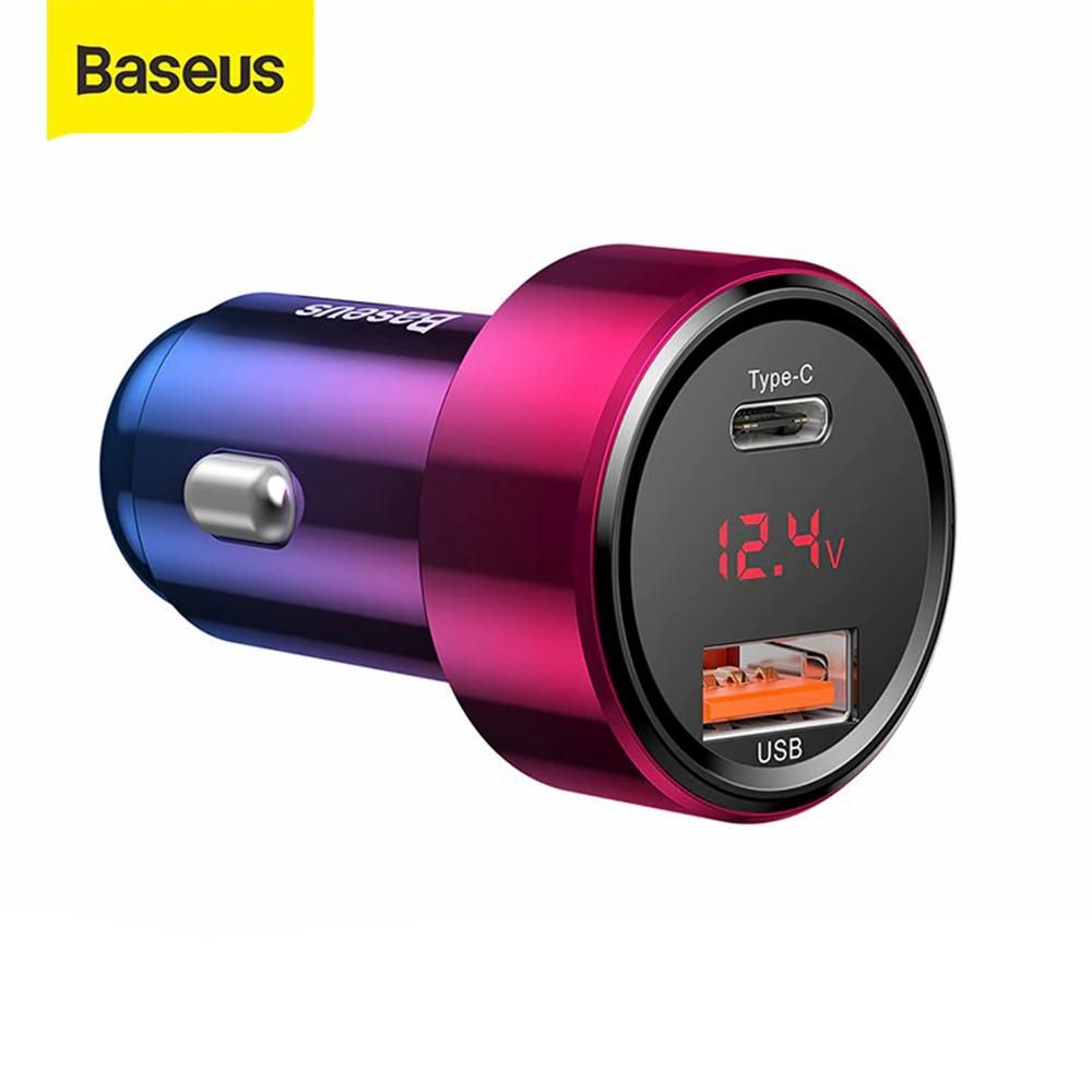 Baseus 45W Car Charger 6A USB C Car Charger w/Fast Charge Technology & Dual Ports PD & QC 4.0 3.0 Car Adapter PPS Compatible w/iPhone/Android Phone/Tablet or Other USB Device