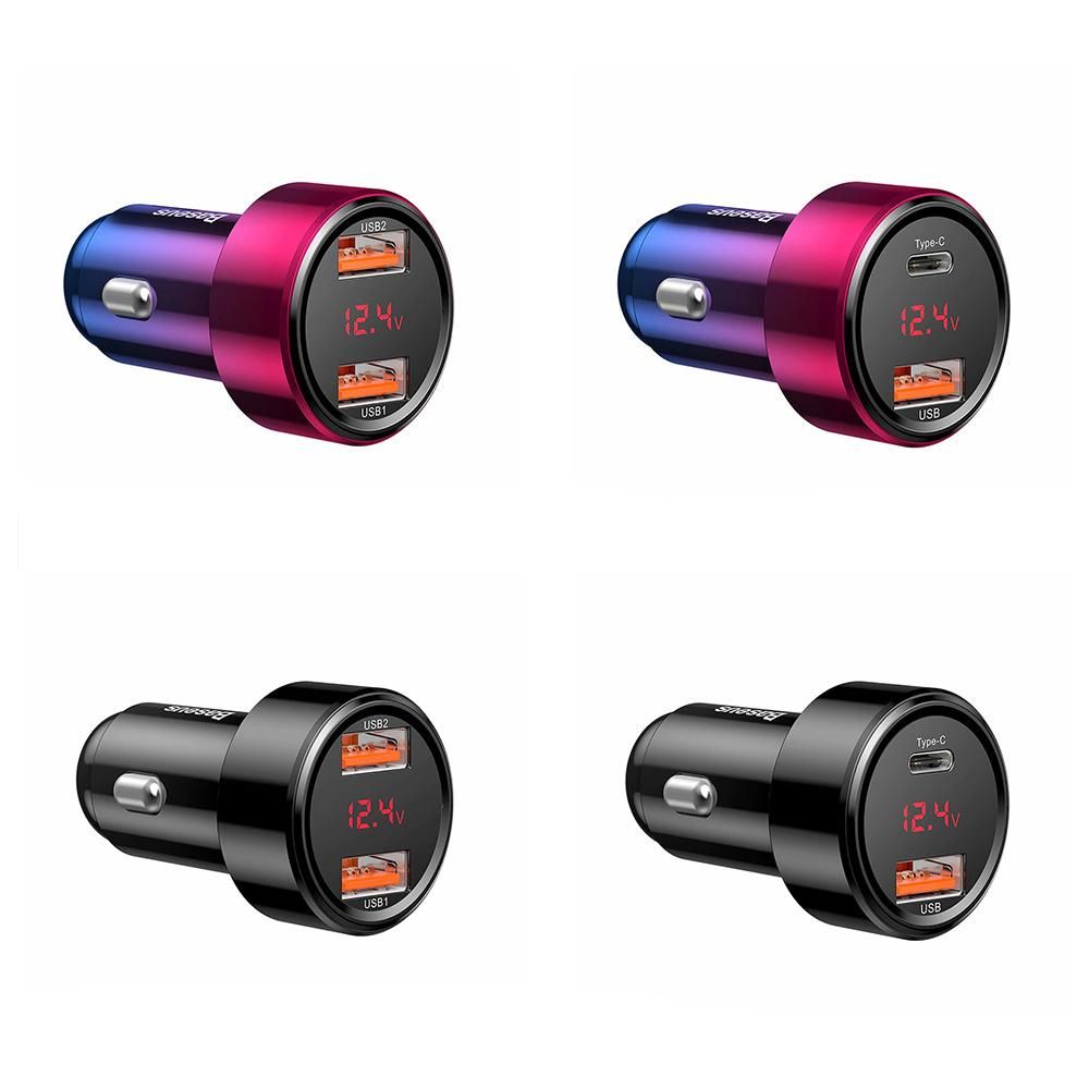 Baseus 45W Car Charger 6A USB C Car Charger w/Fast Charge Technology & Dual Ports PD & QC 4.0 3.0 Car Adapter PPS Compatible w/iPhone/Android Phone/Tablet or Other USB Device