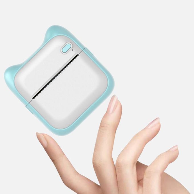 Mini Thermal Printer With 1 Roll Sticker Paper Smart For Android Blue