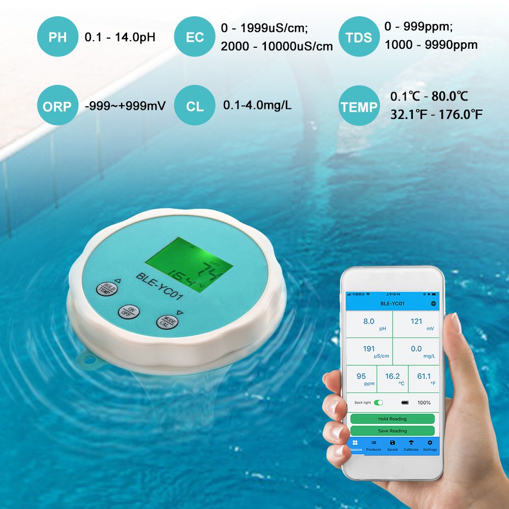 Portable Water Quality Detector 6 In 1 PH EC Total Dissolved
