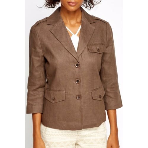 Camaieu' Ladies Linen Jacket -Brown
