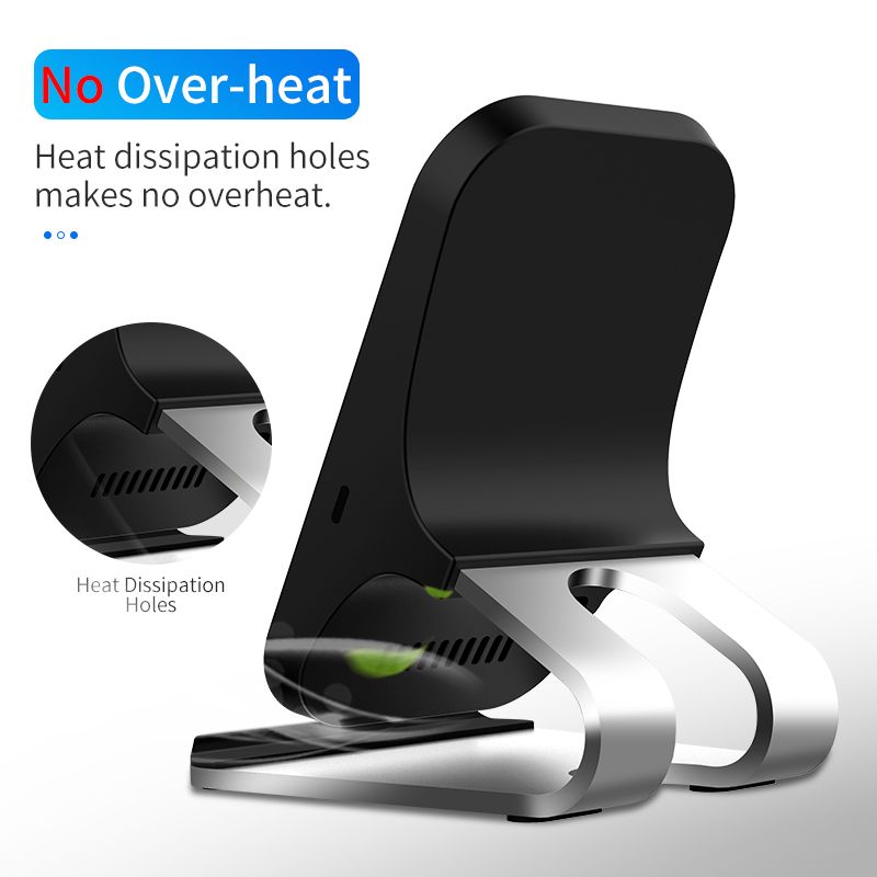 (Black)Wireless Charger 15 W Aluminum Alloy Mobile Stand Fast Wireless 2 Coil IPhone Charger  For IPhone 12 12 Pro Max  S21 S20 Note 20 GRE