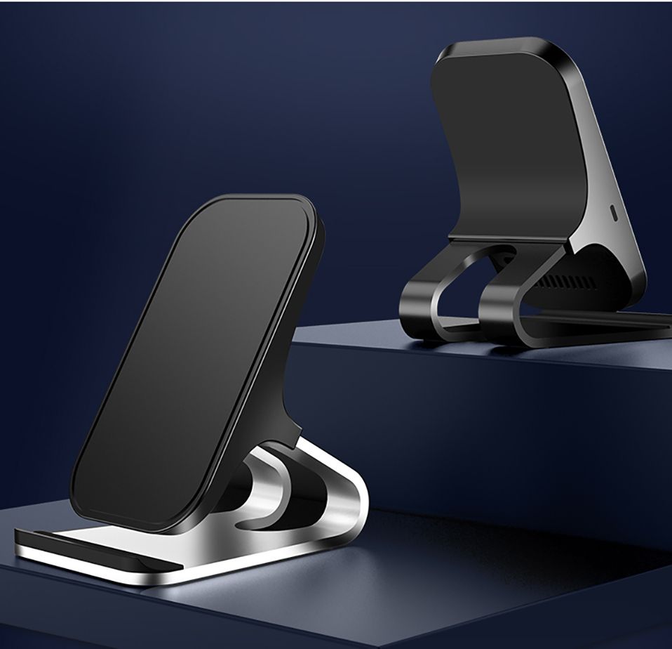 (Black)Wireless Charger 15 W Aluminum Alloy Mobile Stand Fast Wireless 2 Coil IPhone Charger  For IPhone 12 12 Pro Max  S21 S20 Note 20 GRE