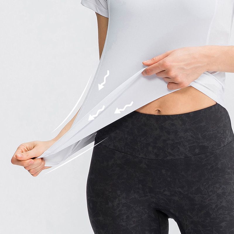 Women's Sport Tops,Short Sleeve Running Gym Yoga T-Shirt（White）