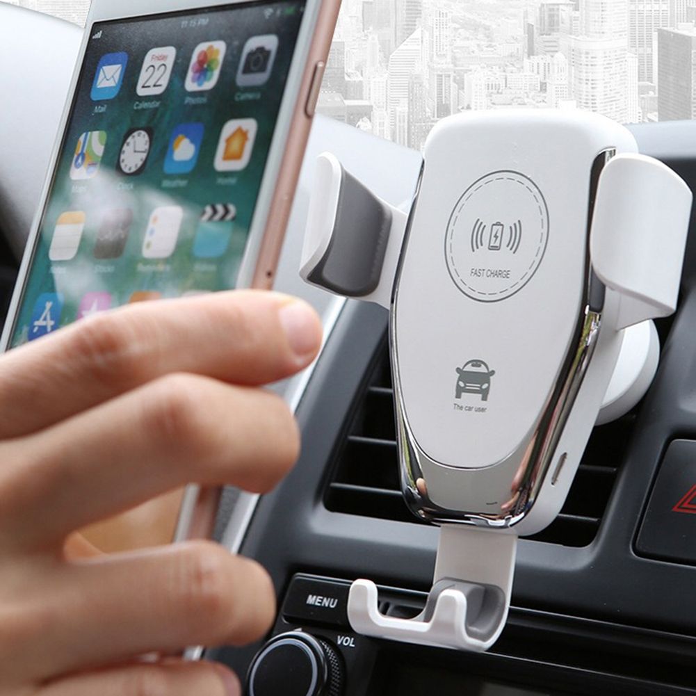 15W Wireless Car Charger Phone Air Vent Holder Stand-White