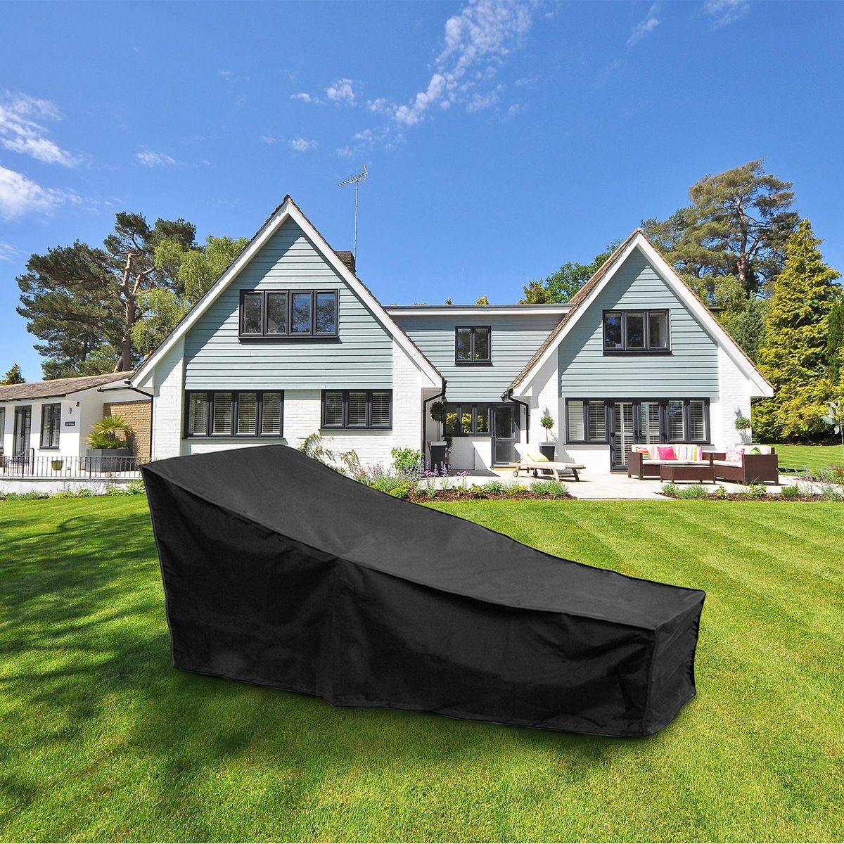 Patio Lounge Chair Cover Chair Top Replacement Sun Shade Cover Waterproof Tear-Resistant UV Resistant Furniture Sunbed Cover