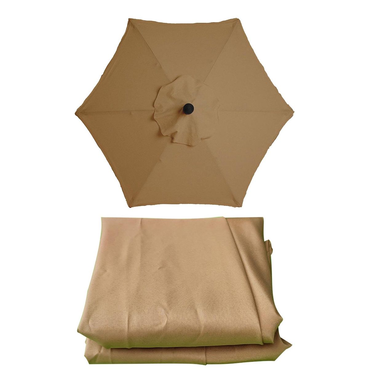 2m Outdoor Patio Umbrella Canopy Sun Protection Market Table Hanging Khaki