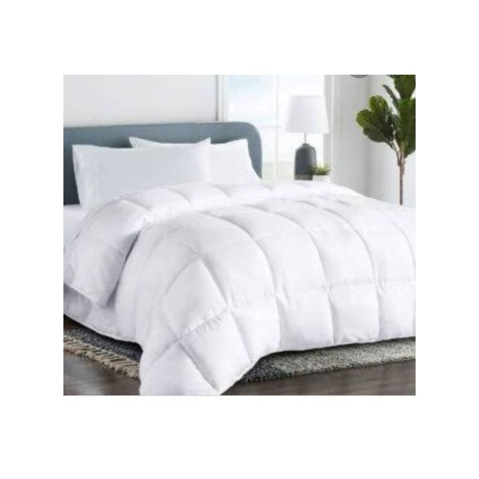 Plain White Bedsheet With Grey Duvet Set With 4 Pillows