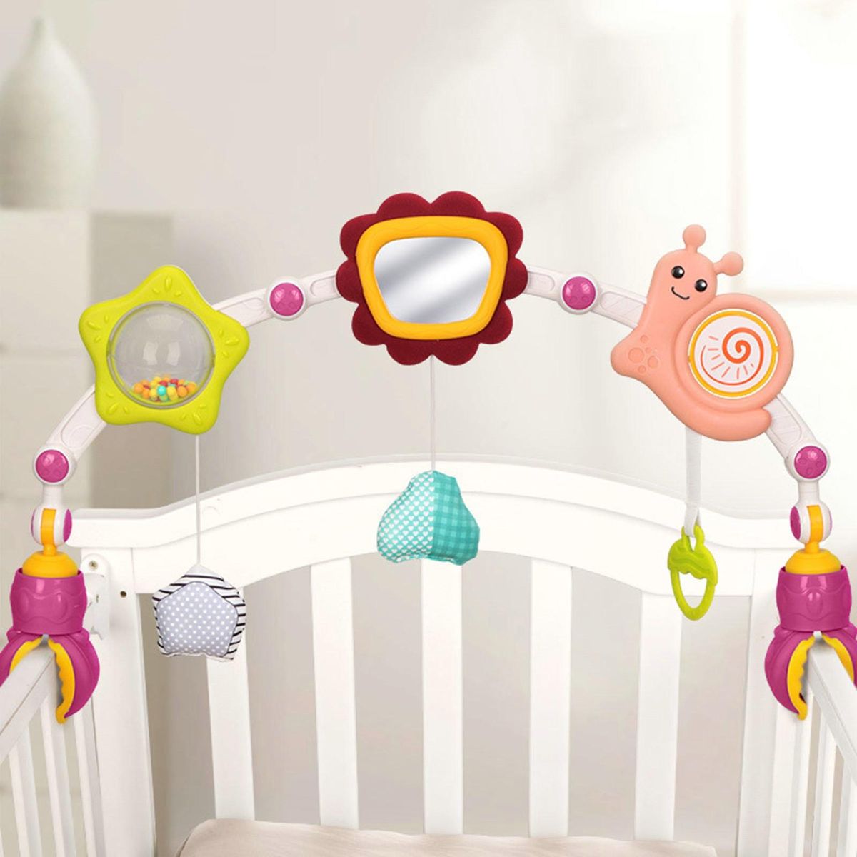 Arch Toy for Stimulation Baby Stroller Arch Toy Set Toys Travel Crib Purple