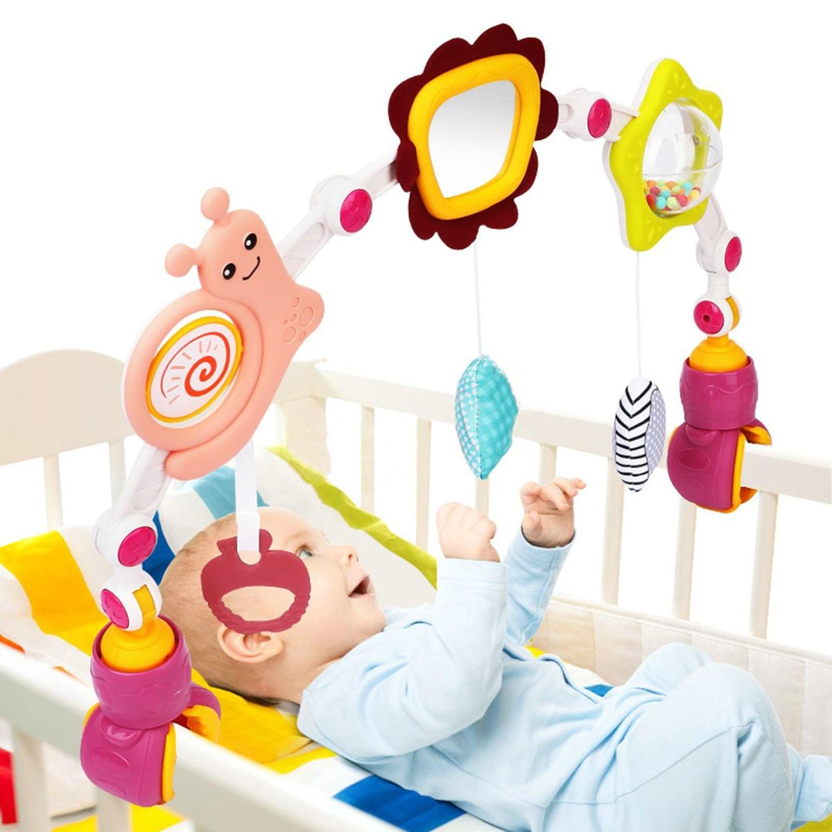 Arch Toy for Stimulation Baby Stroller Arch Toy Set Toys Travel Crib Purple