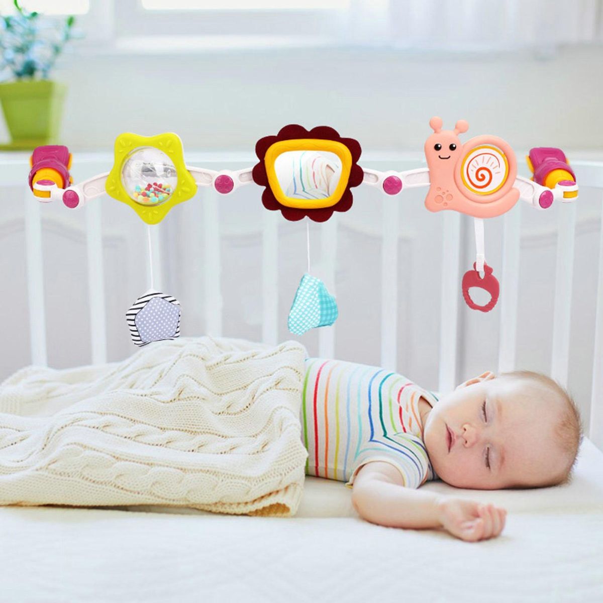 Arch Toy for Stimulation Baby Stroller Arch Toy Set Toys Travel Crib Purple
