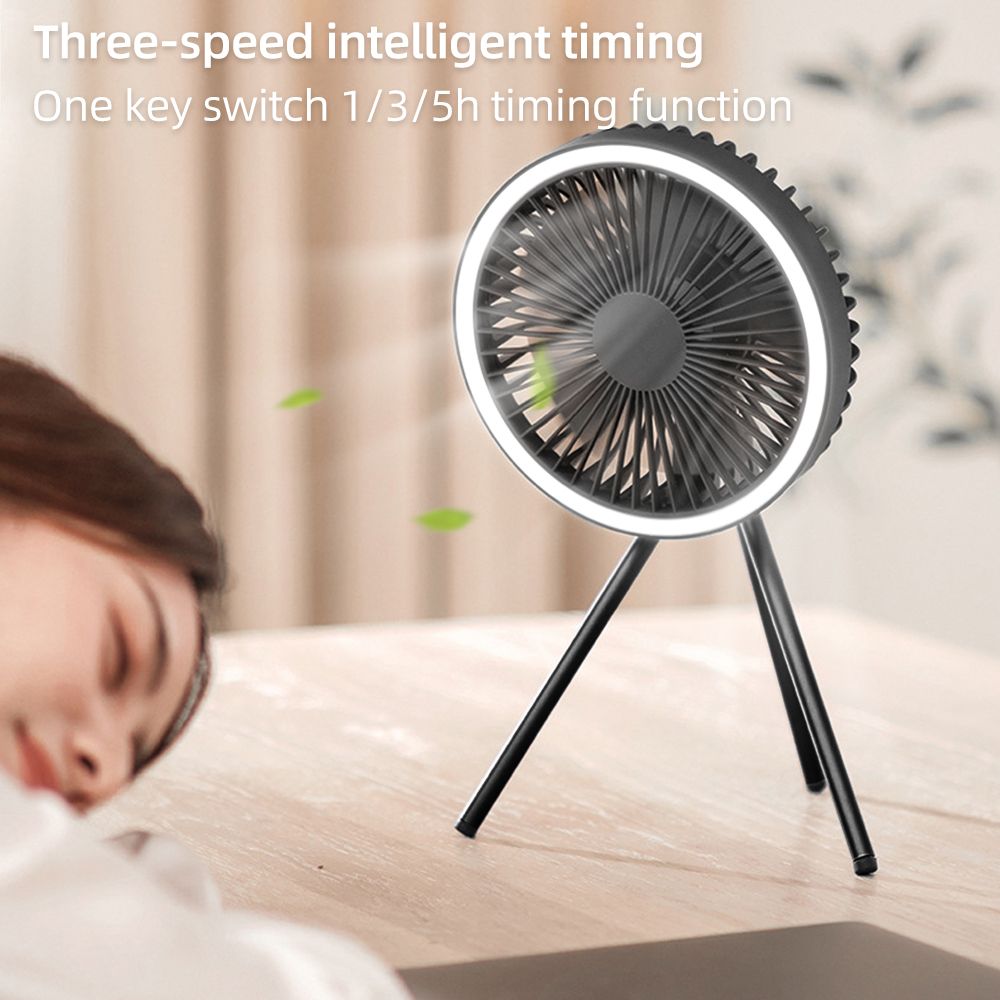 10000mAh Power-Bank 7inch Rechargeable Fan LED Light Tripod