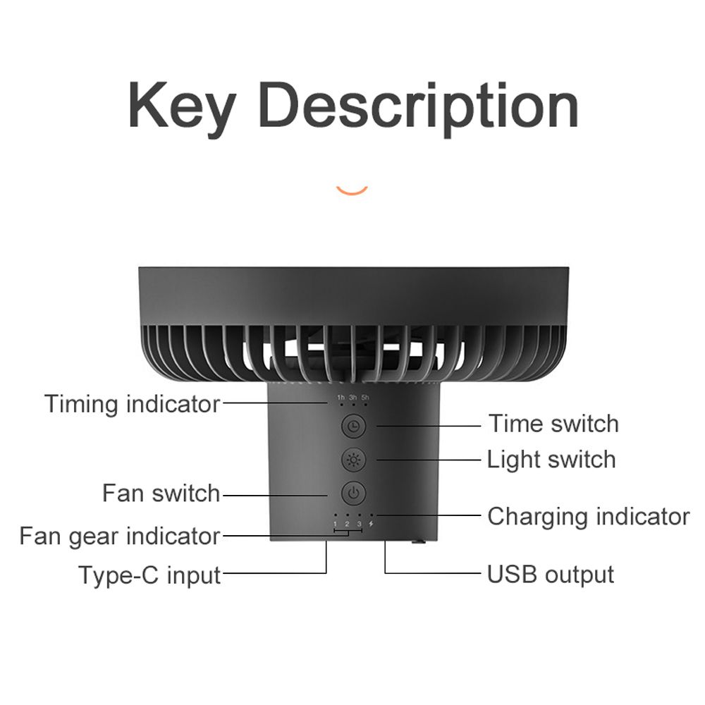 10000mAh Power-Bank 7inch Rechargeable Fan LED Light Tripod