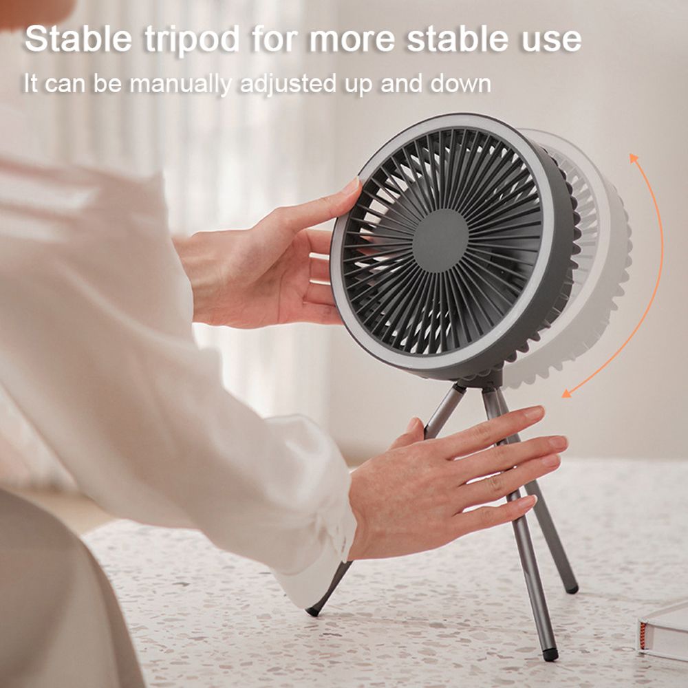 10000mAh Power-Bank 7inch Rechargeable Fan LED Light Tripod