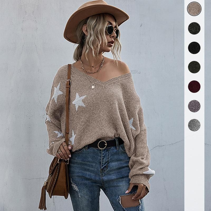 V-neck knitted sweater for women