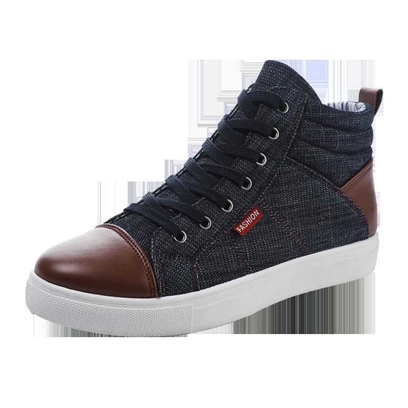 Size(39-47) Plus size men's high top casual sneakers Blue