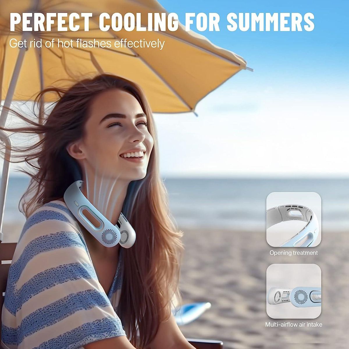 Hands Free Bladeless Neck Fans 360° Cooling Neck Fan-Purple
