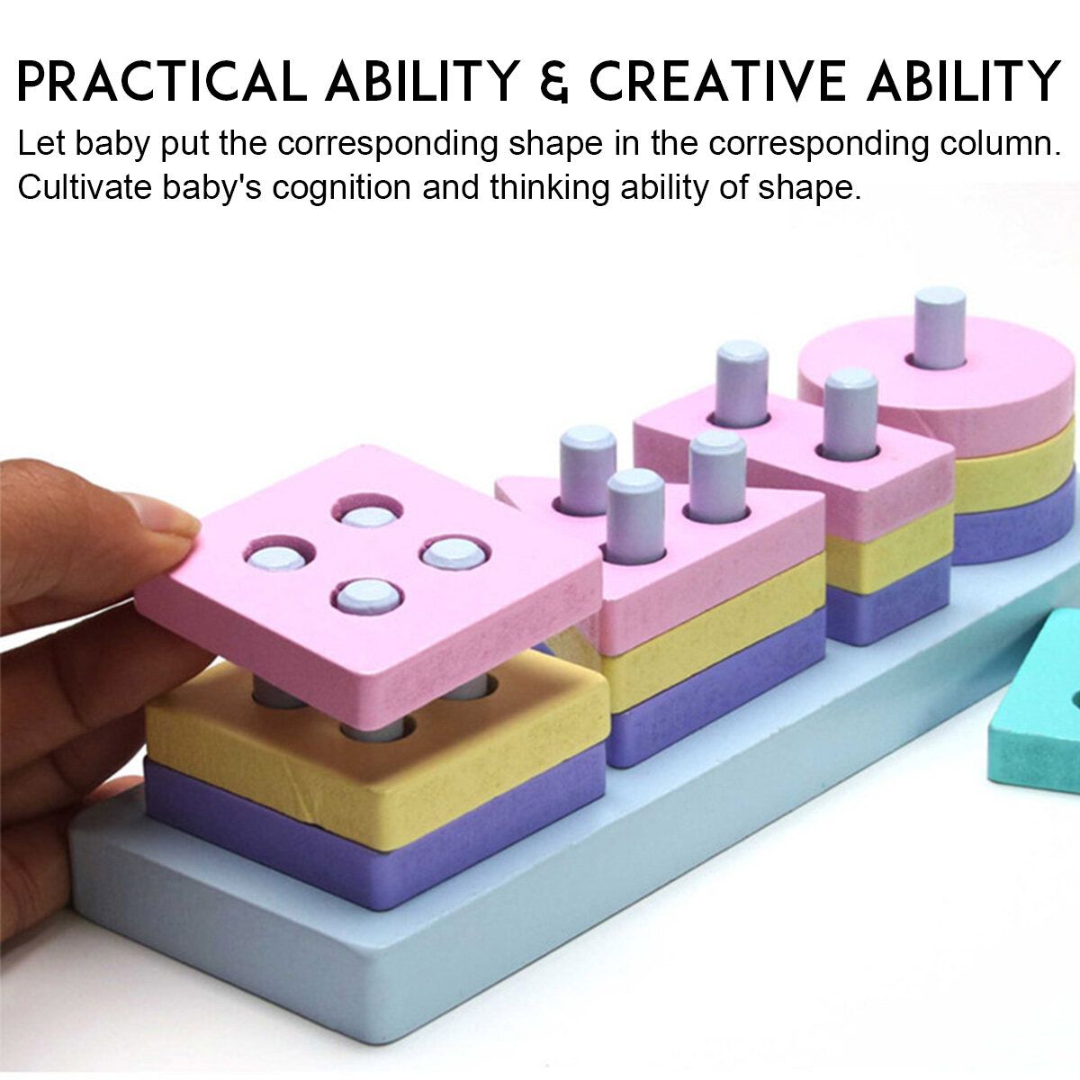Wooden Building Blocks Early Learning Educational Toys Shape Match