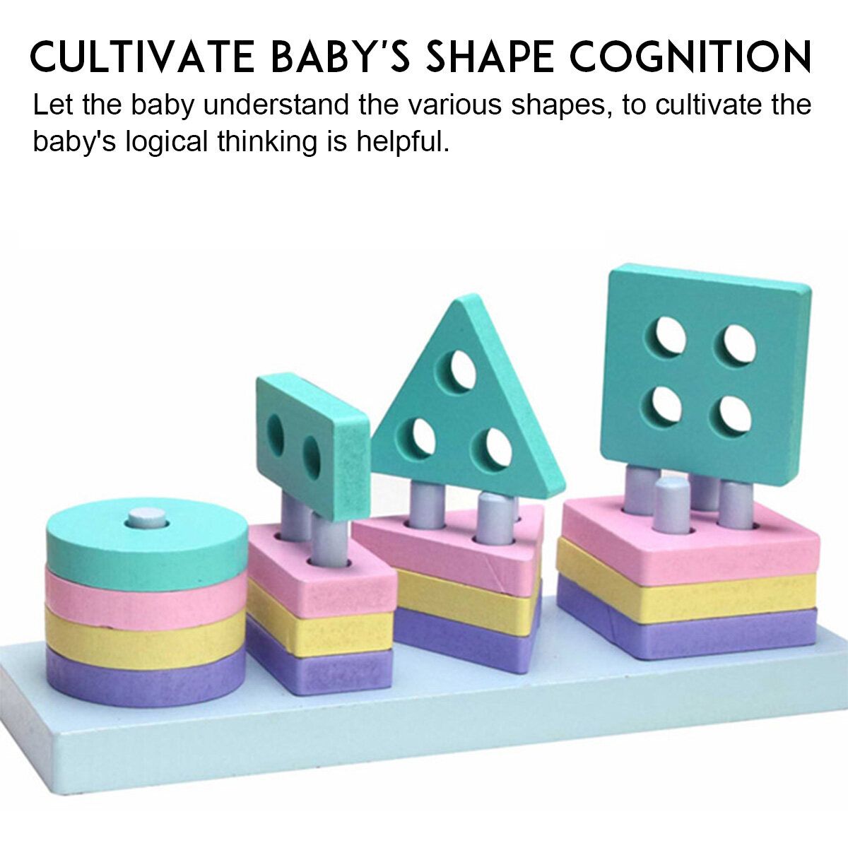 Wooden Building Blocks Early Learning Educational Toys Shape Match