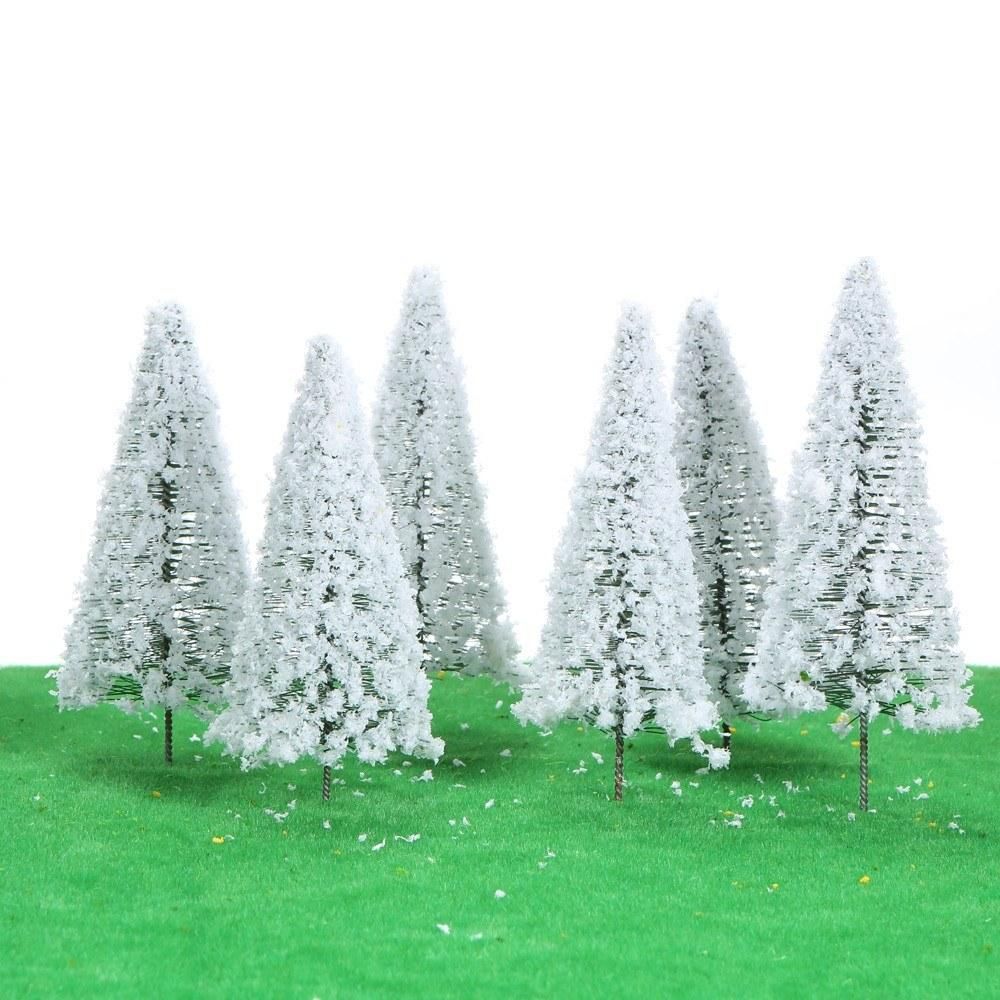 10pcs Mini Plastic Green Cedar Trees Scale Architectural Models Train Railways Landscape Scenery Layout Garden Decoration Tree Toys Scale: 1/75