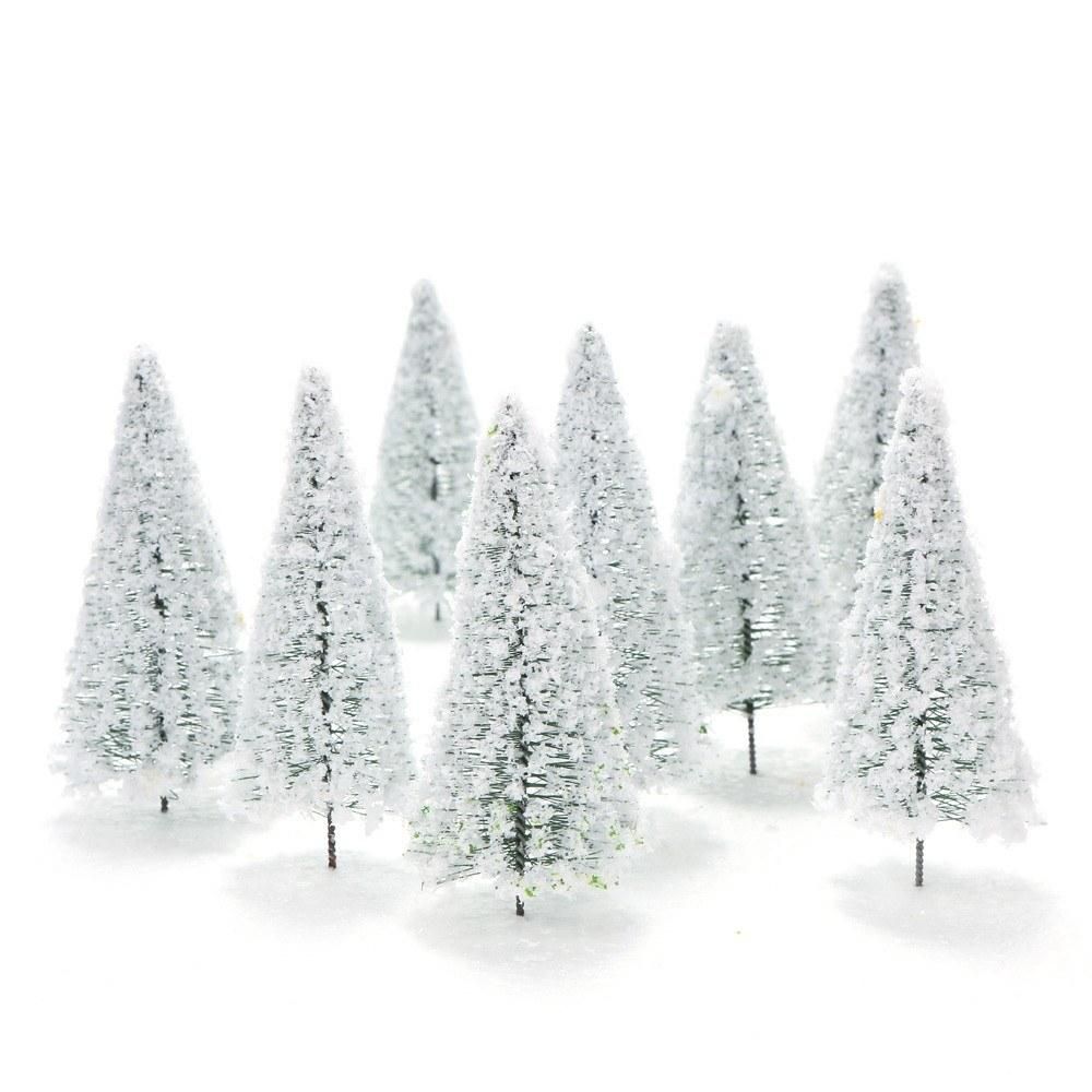 10pcs Mini Plastic Green Cedar Trees Scale Architectural Models Train Railways Landscape Scenery Layout Garden Decoration Tree Toys Scale: 1/75