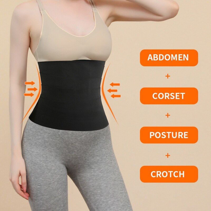 Invisible Tummy Wrap Abdomen Waist Trainer Body Shaper Elastic Training Corset Body Sculpting Tape Sports Fitness Yoga Belt-Rust Red