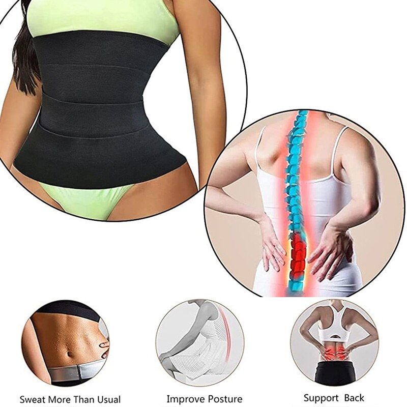 Invisible Tummy Wrap Abdomen Waist Trainer Body Shaper Elastic Training Corset Body Sculpting Tape Sports Fitness Yoga Belt-Rust Red