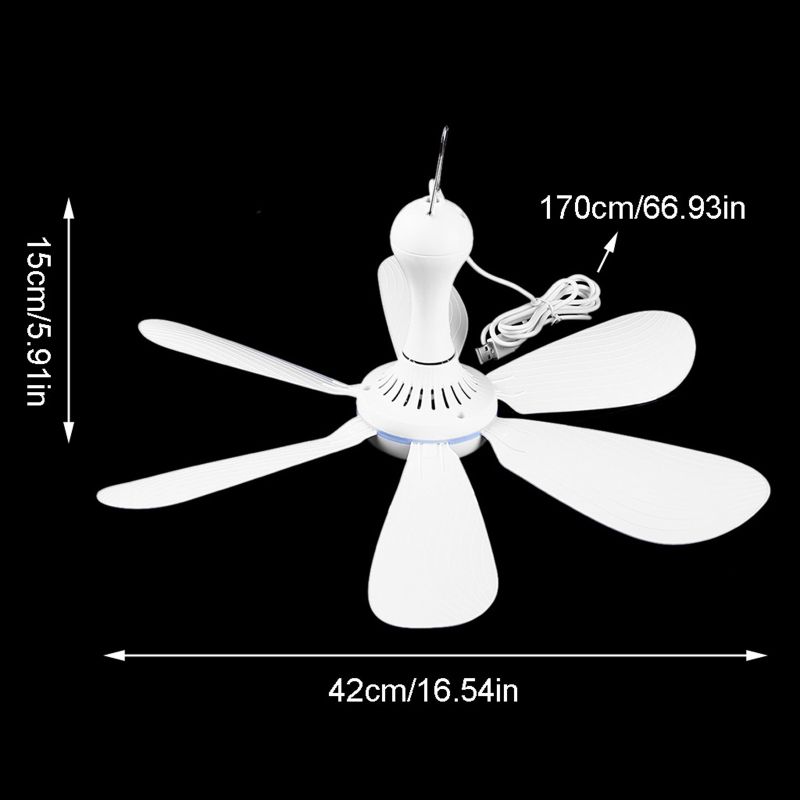 Hanging Silent 6 Leaves USB Powered Ceiling Canopy Fan