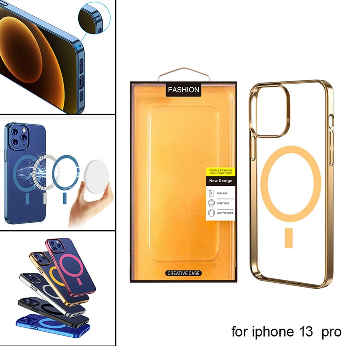 Mobile Phone Case Anti-Fall Scratch Resistant Clear Shockproof Gold 13