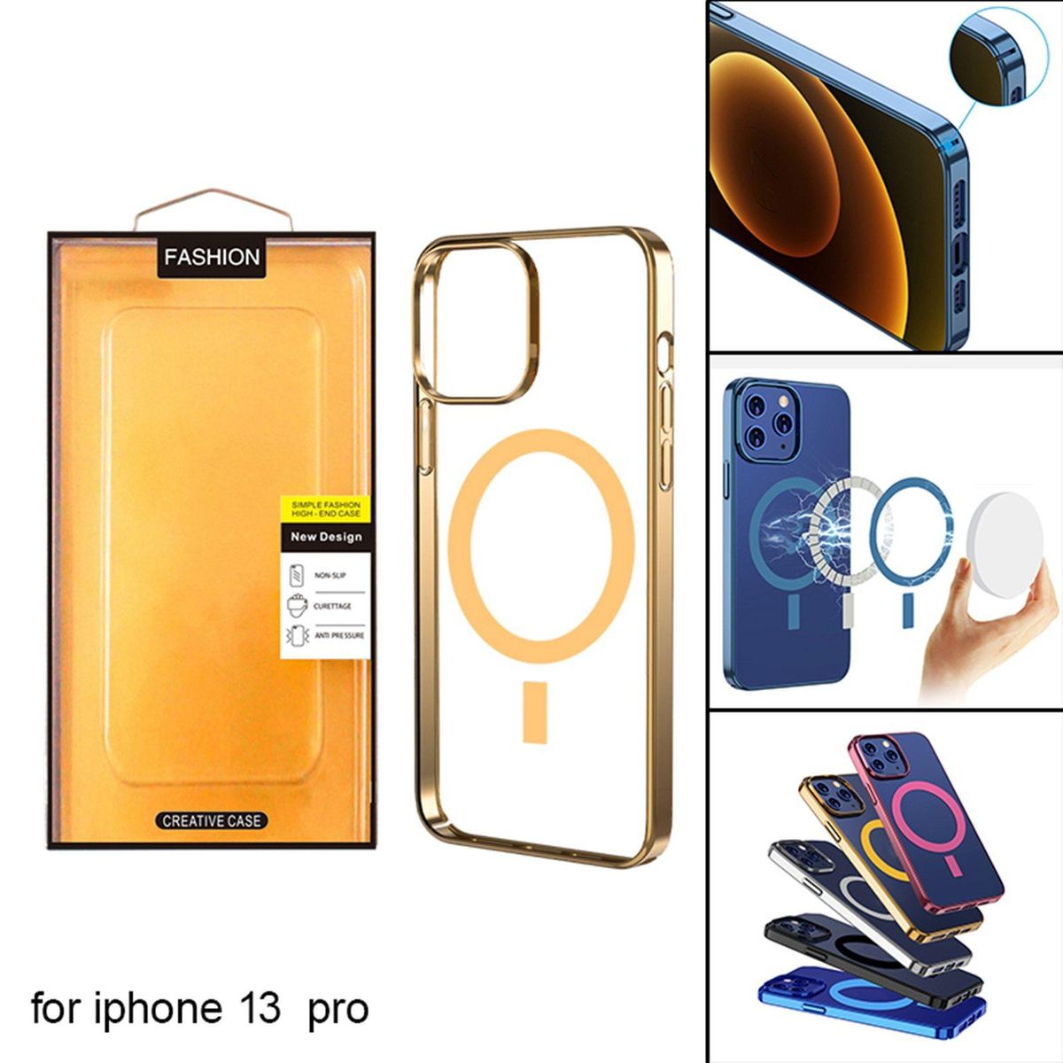 Mobile Phone Case Anti-Fall Scratch Resistant Clear Shockproof Gold 13