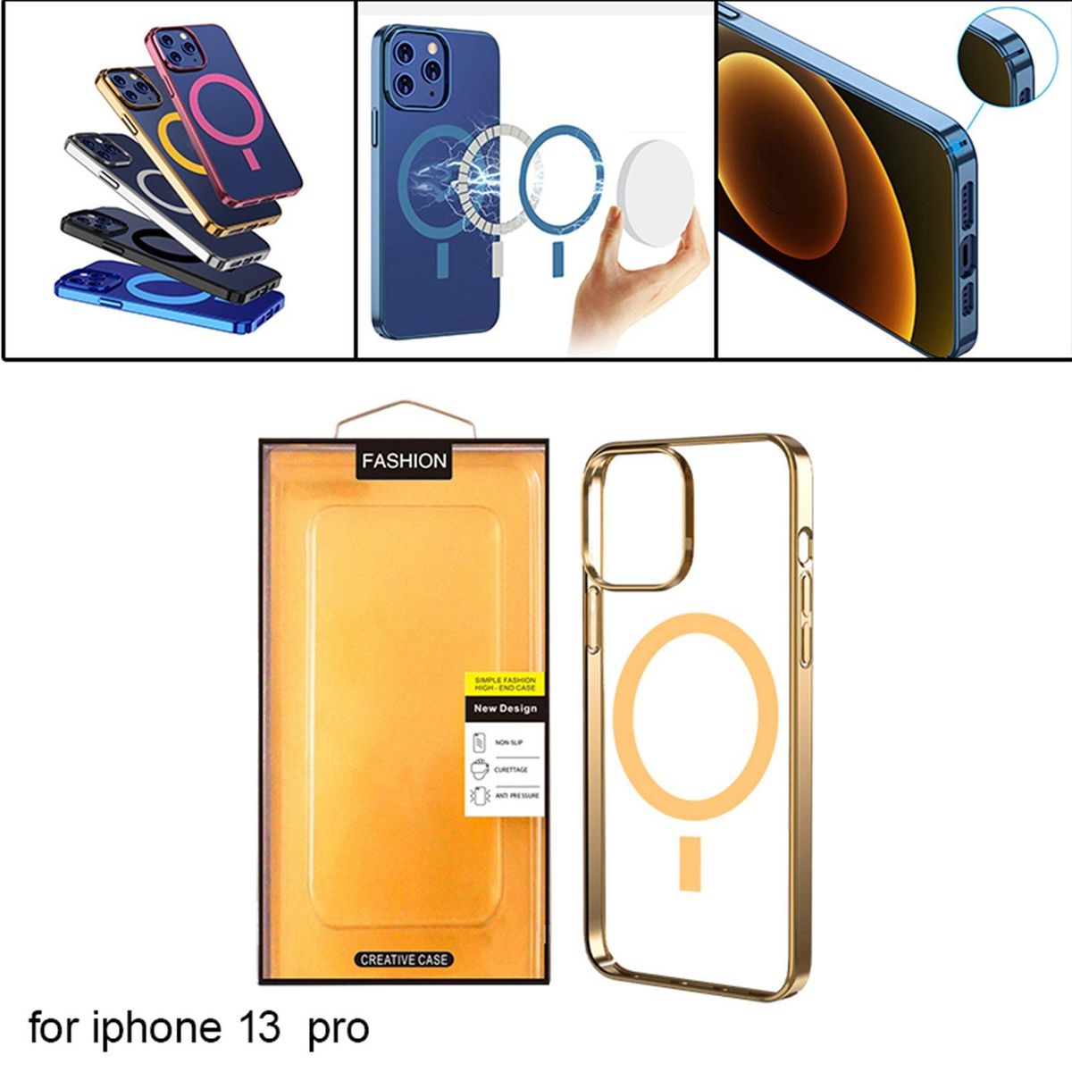 Mobile Phone Case Anti-Fall Scratch Resistant Clear Shockproof Gold 13