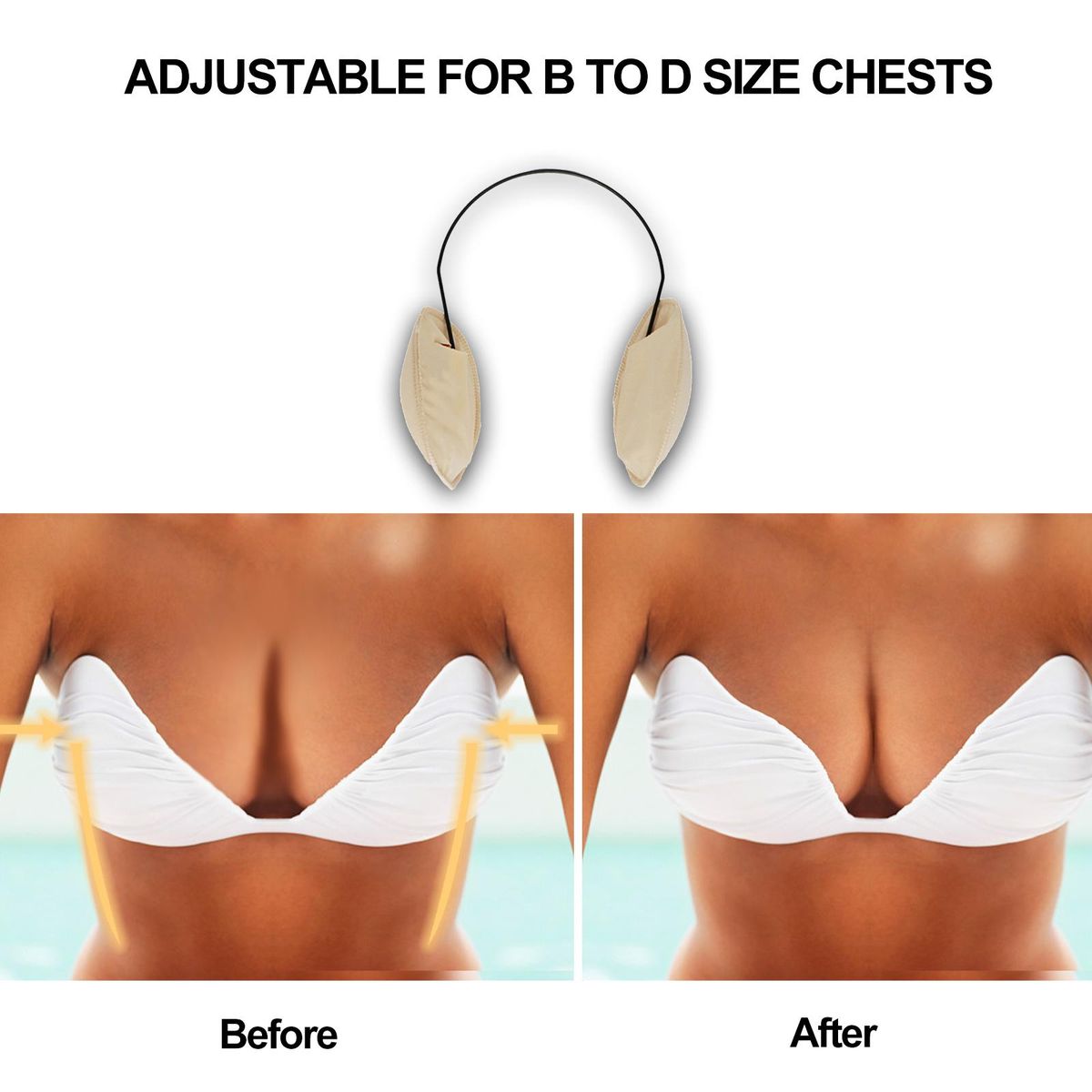 Womens Deep Push-up Frontless Bra Kit Deep Plunge Bra Kit Frontless Backless Strapless Bra Adhesive Bras Wire Kit with 1 Pair Petal Nipple Covers