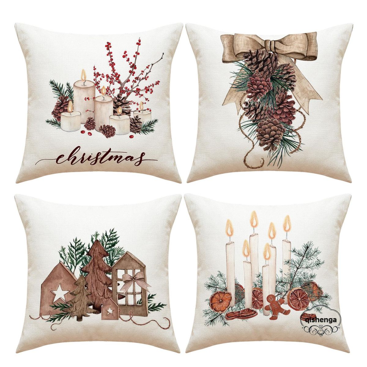 Christmas Throw Pillow Case Zipper Sofa Cushion Pillow Cover