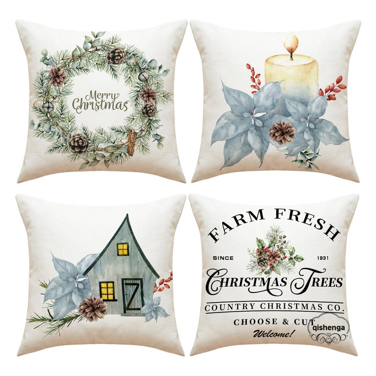 Christmas Throw Pillow Case Zipper Sofa Cushion Pillow Cover