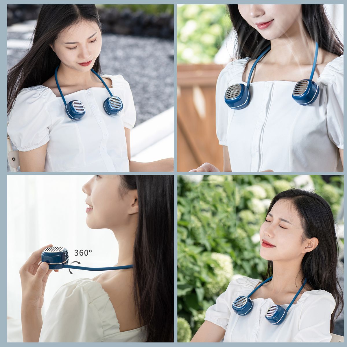 Portable Hanging Neck Fan With Flexible Hose Stepless Wind
