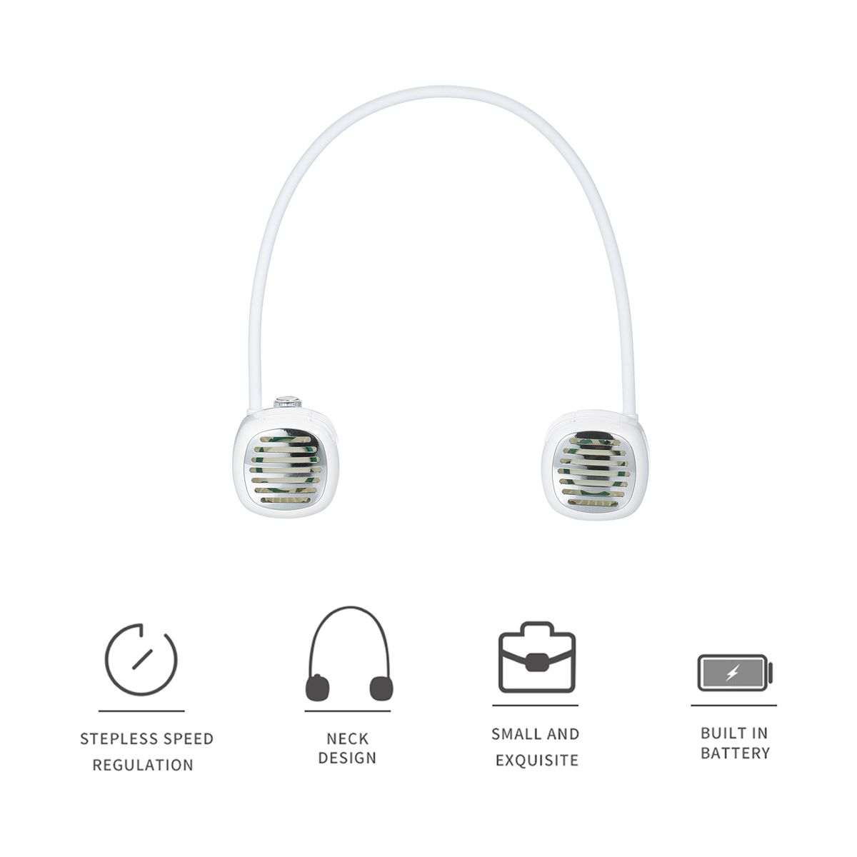 Portable Hanging Neck Fan With Flexible Hose Stepless Wind