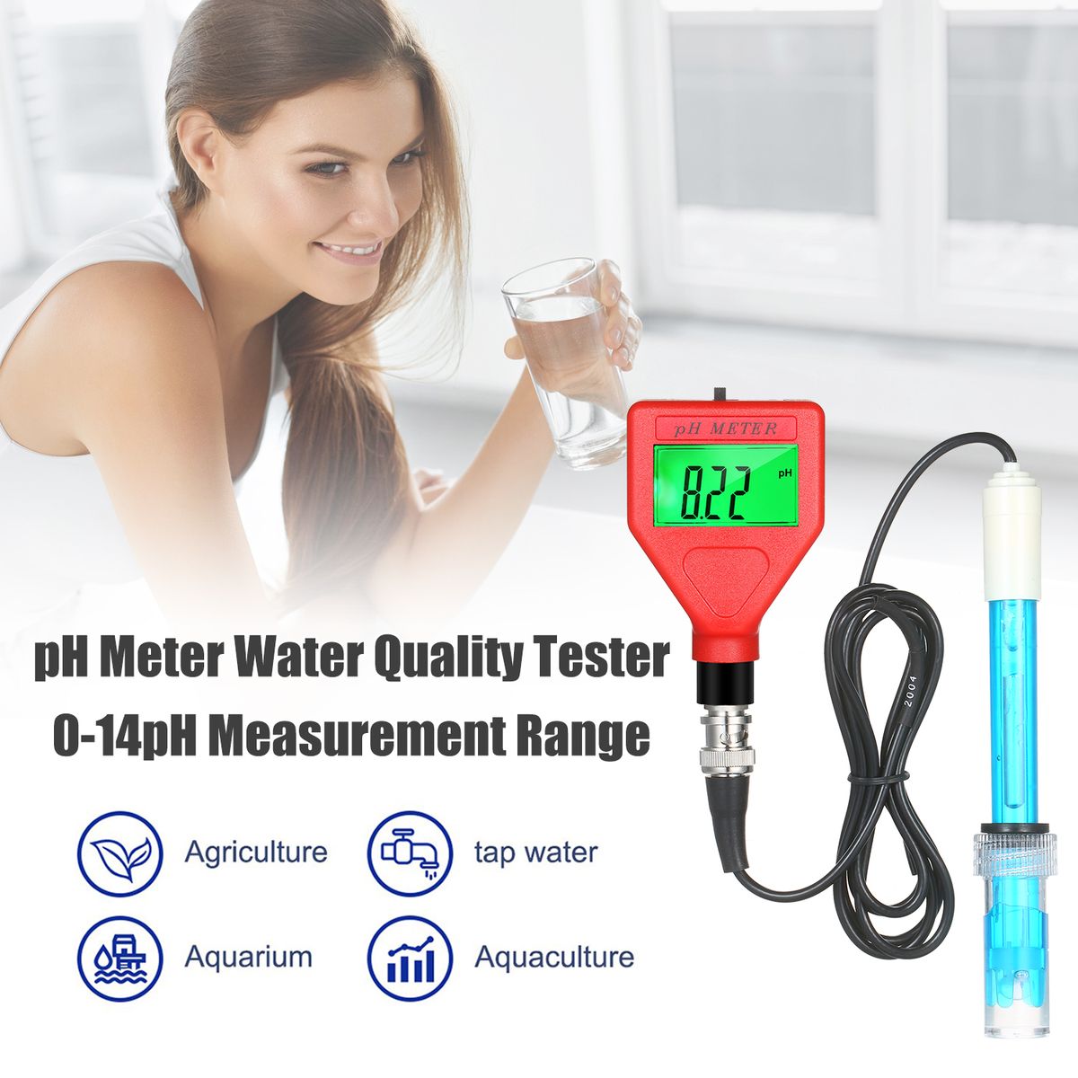 PH Meter 0-14pH Measurement Range Water Quality Tester
