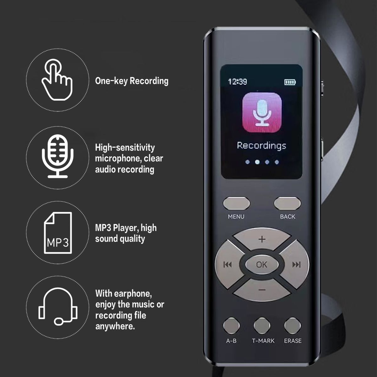 Intelligent Noise Reduction Voice Recorder With Microphone