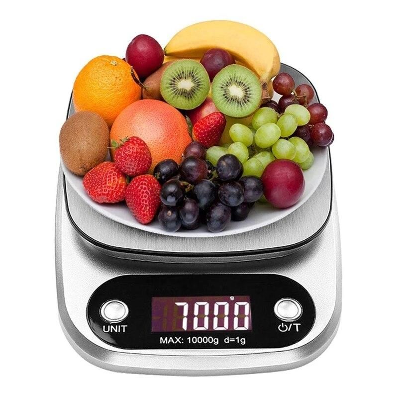 Hot 10000g 10kg Stainless Steel Digital Weighing Multi-function Food Water friut Milk Flour LCD Electronic Kitchen Scale