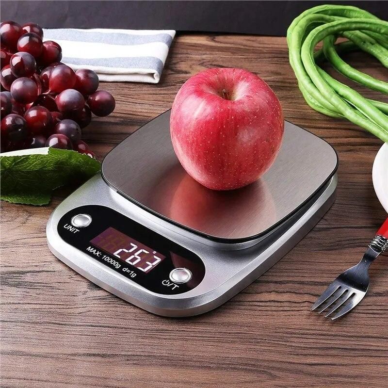 Hot 10000g 10kg Stainless Steel Digital Weighing Multi-function Food Water friut Milk Flour LCD Electronic Kitchen Scale