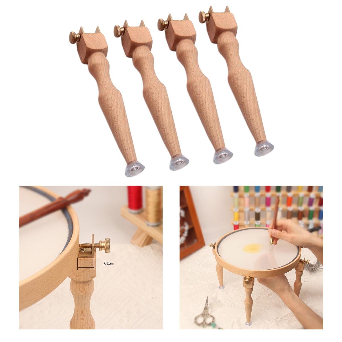 4Pcs Embroidery Stand Hoop Legs Wood Embroidery Frame