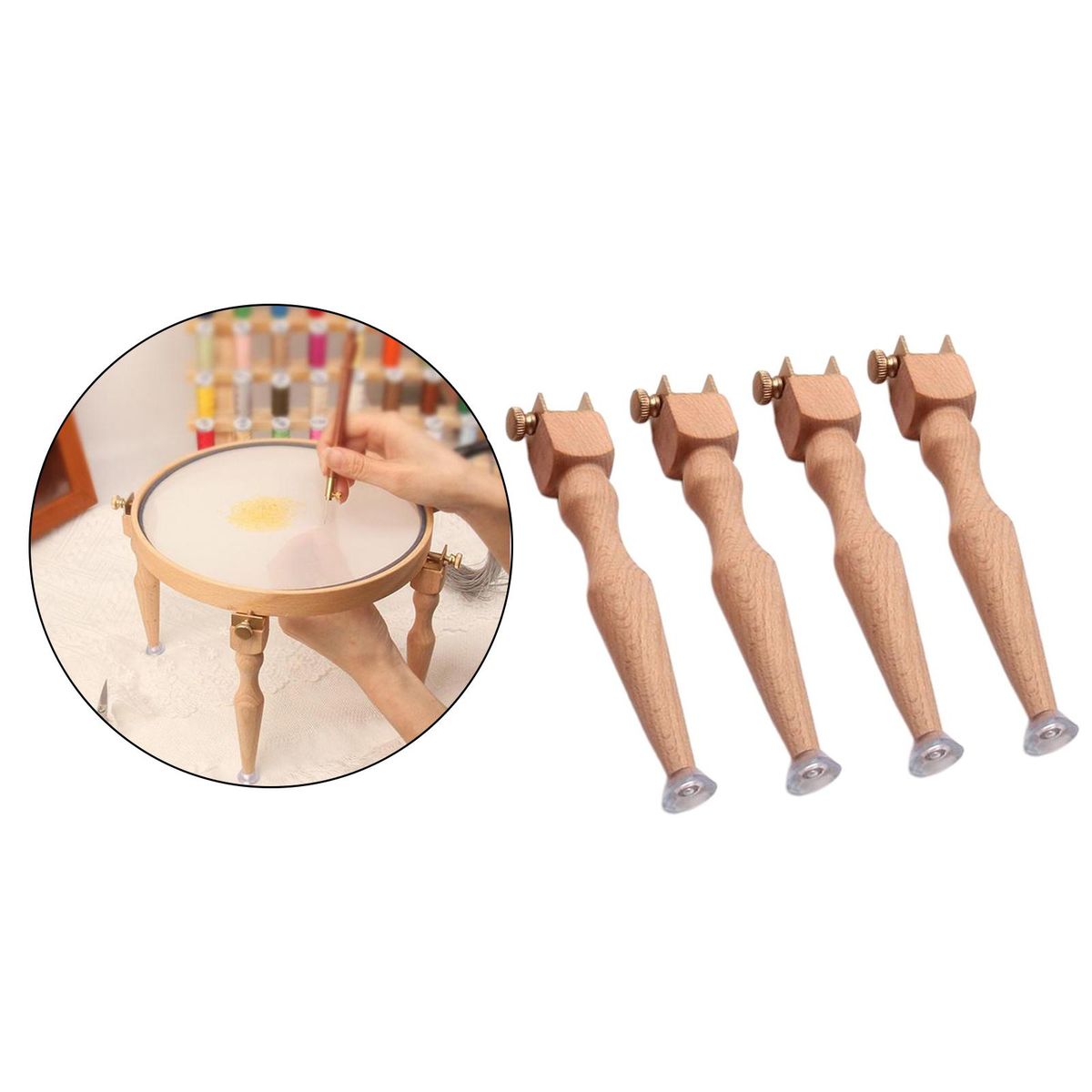 4Pcs Embroidery Stand Hoop Legs Wood Embroidery Frame