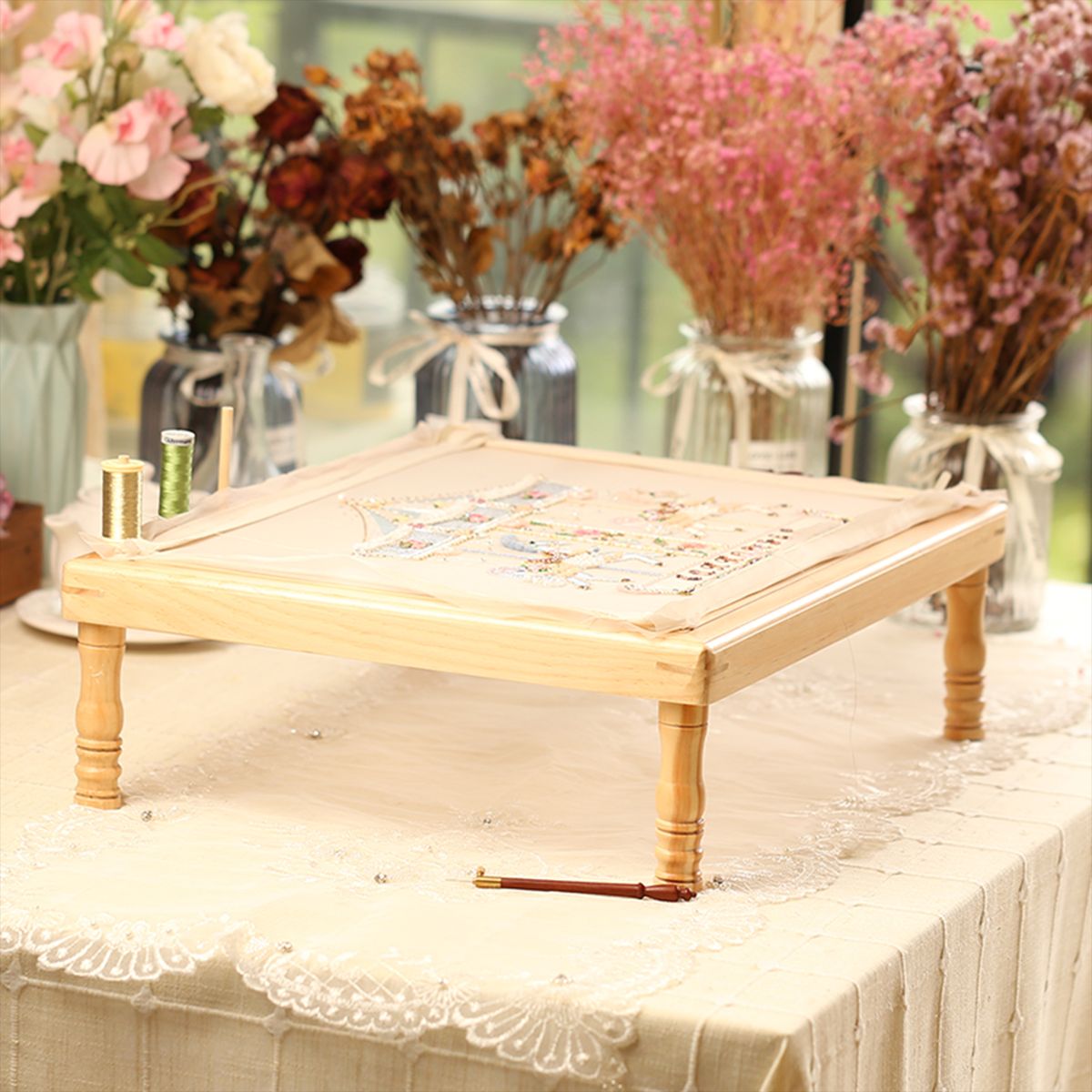 4Pcs Embroidery Stand Hoop Legs Wood Embroidery Frame