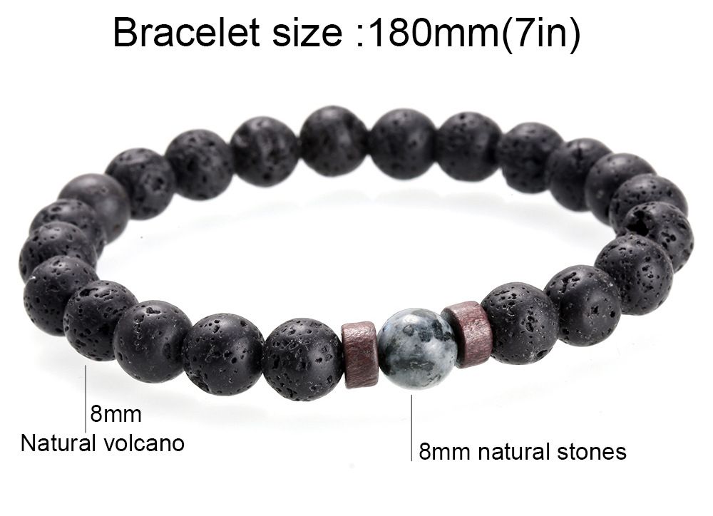 Men's Retro Volcanic Stone Yoga Bracelet