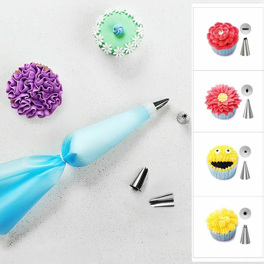 20Pcs Cake Decorating Tool Kit Baking Fondant Supplies Piping Bag Nozzles Scrapers DIY Cake Decorating Tool Set